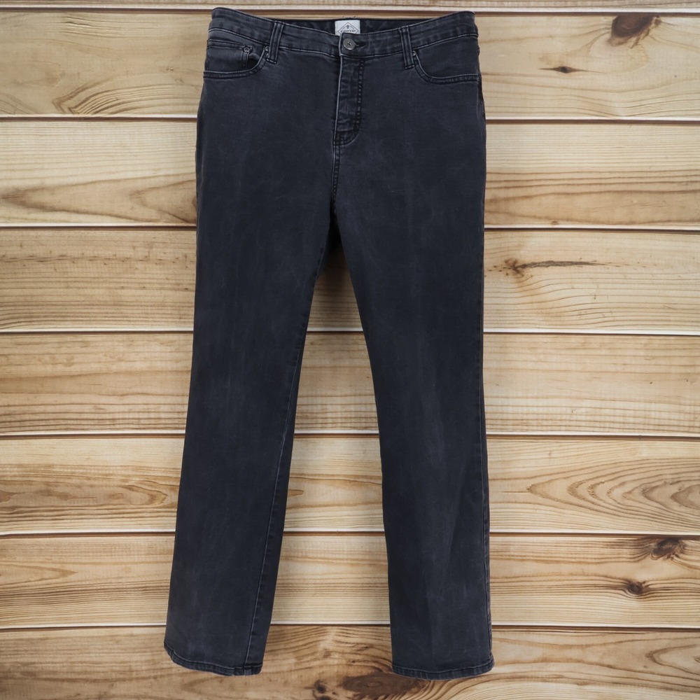 St. John's Bay Jeans Womens 14 Black Denim Straight Leg Stretch Mid Rise Pockets